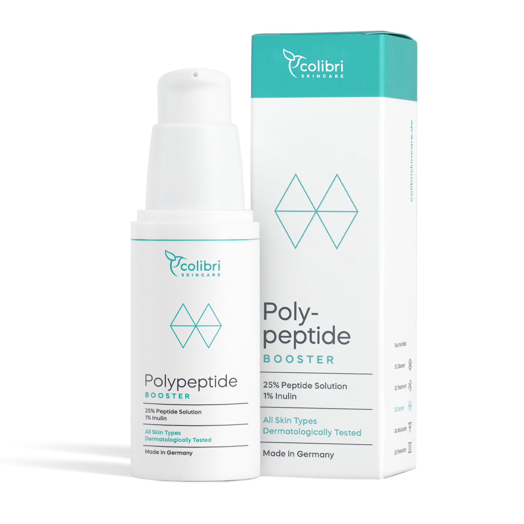 colibri skincare Polypeptide Booster 30ml - Peptide Serum, Falten weg Soforteffekt, Sichtbare Faltenreduzierung mit der Peptide Creme, Stirnfalten & Zornesfalte Pflege