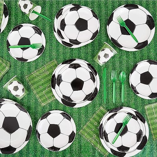 Image of Wanna Party Soccer Paper Plates for Sports Themed Birthday Party Supplies /Soccer Theme Party Decorations /Football Theme Party Tableware-Pack of 10