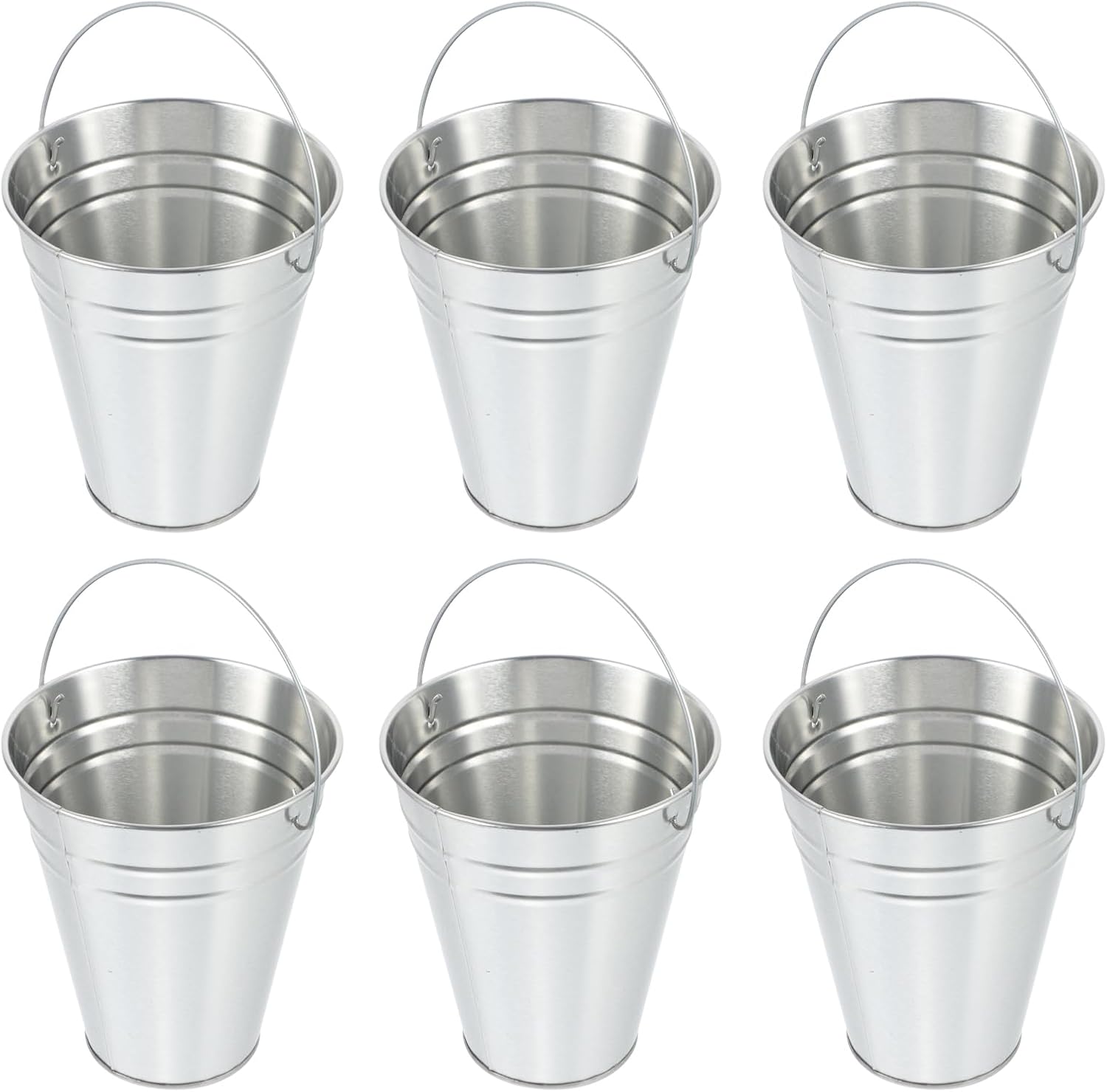 12 Pcs Galvanized Metal Ice Buckets with Handle Portable Wine Tasting Spittoons Beer Holders Creative Silver Ice Cube Containers for Storage 9.05x4.52x5.11 Inch