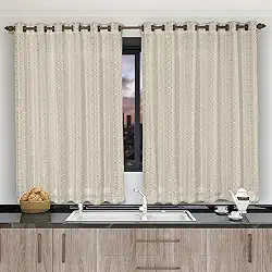 Cortina Cozinha Xadrez Bege 2,00x1,20 Forro Microfibra