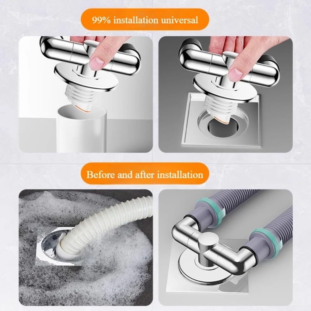 Conector Tubo Desagüe Lavadora ABS Giratorio 360°