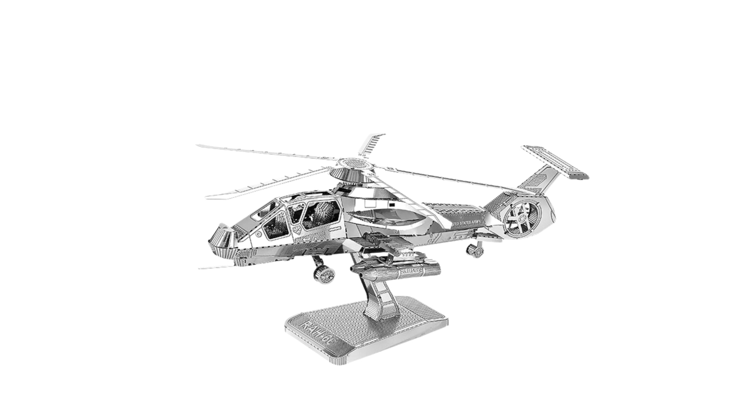 Metal Zone RAH-66 Helicóptero Puzzle 3D de Metal. Maqueta de Helicóptero Boeing-Sikorsky RAH-66 Comanche. Rompecabezas de Metal 3D de Aviones. Puzzle 3D de Metal para Adultos de 11,2 x 9,2 x 6,4cm
