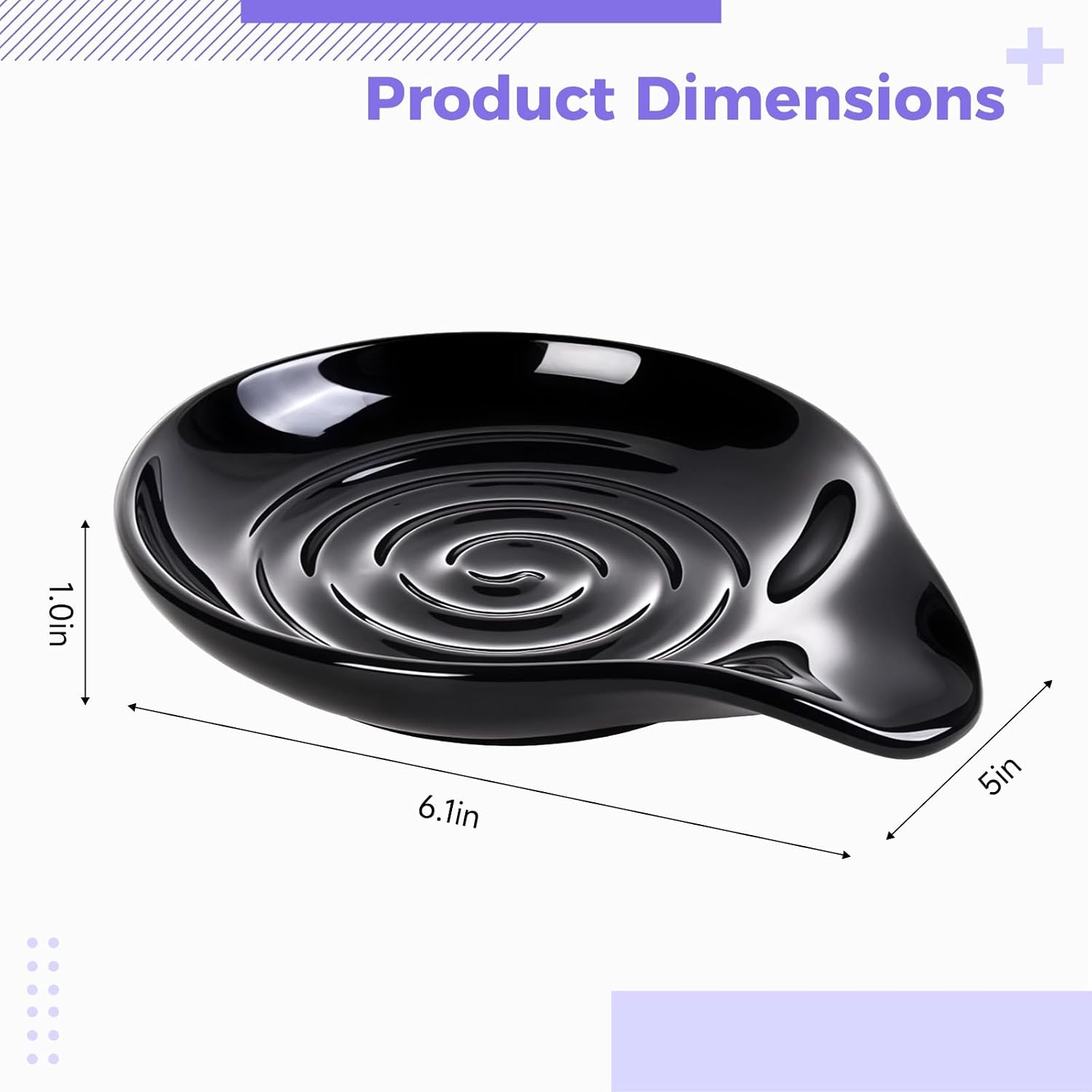 Generic Black Spoon Rests, Ceramic, 4 Pieces, Metal Rack, Kitchen Accessory
