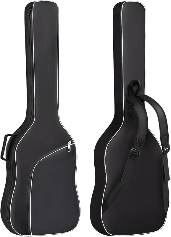 GIGKOUKI Bass Guitar Bag 0.35 inch Thick Padding, Waterproof 600D Oxford | Ergonomic Thicken Shoulder Straps, Back Hanger Loop, Neck Fixed Strap, Reinforced Side Handle, Inclined Pocket Design