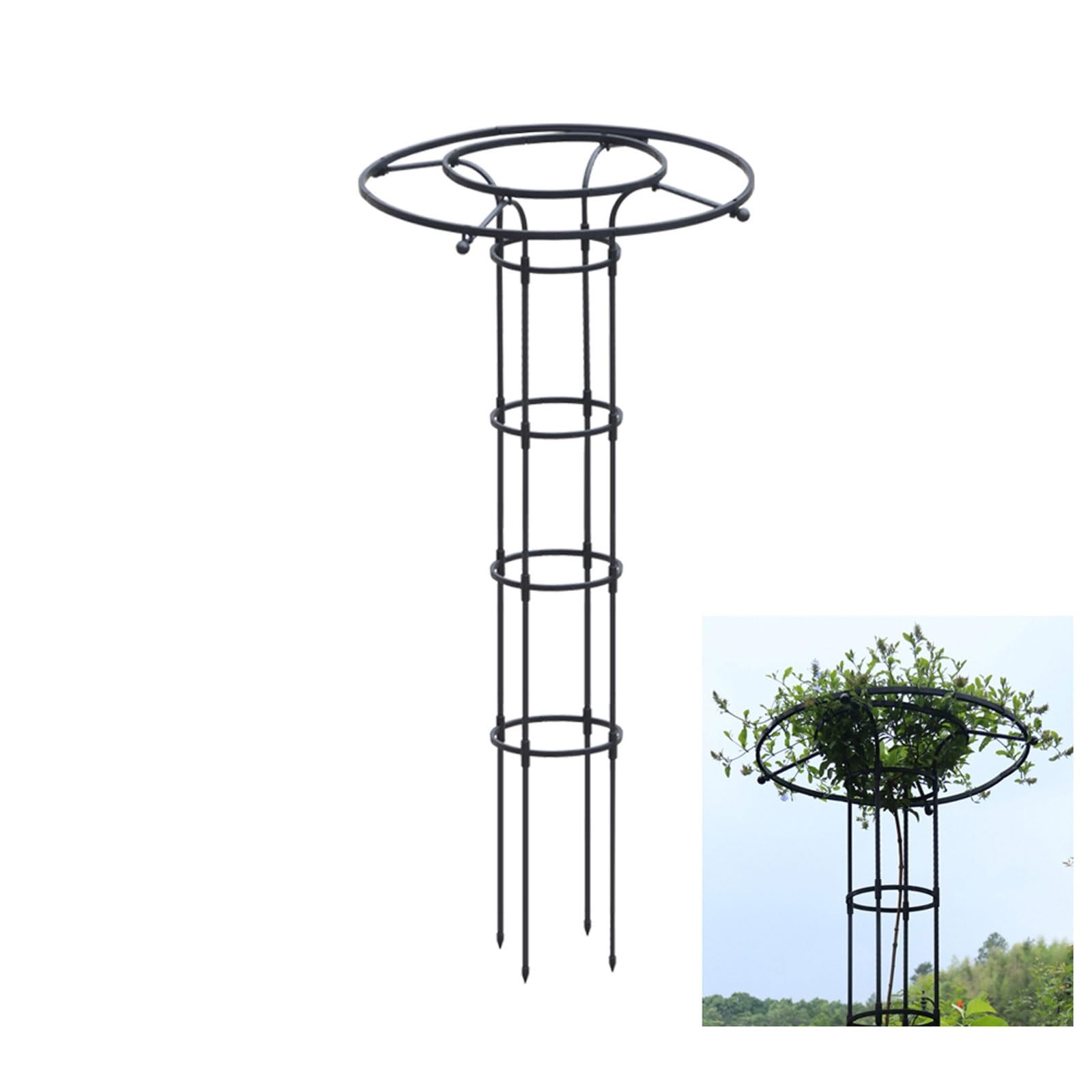 Vertical Metal Umbrella Trellis for Climbing Plants and Flowers, Rustproof Vertical Garden Trellis Wisteria Trellis Outdoor Flower Support Cage Climbing Stand Rack for Vines Rose(Black,120CM/47.2in)