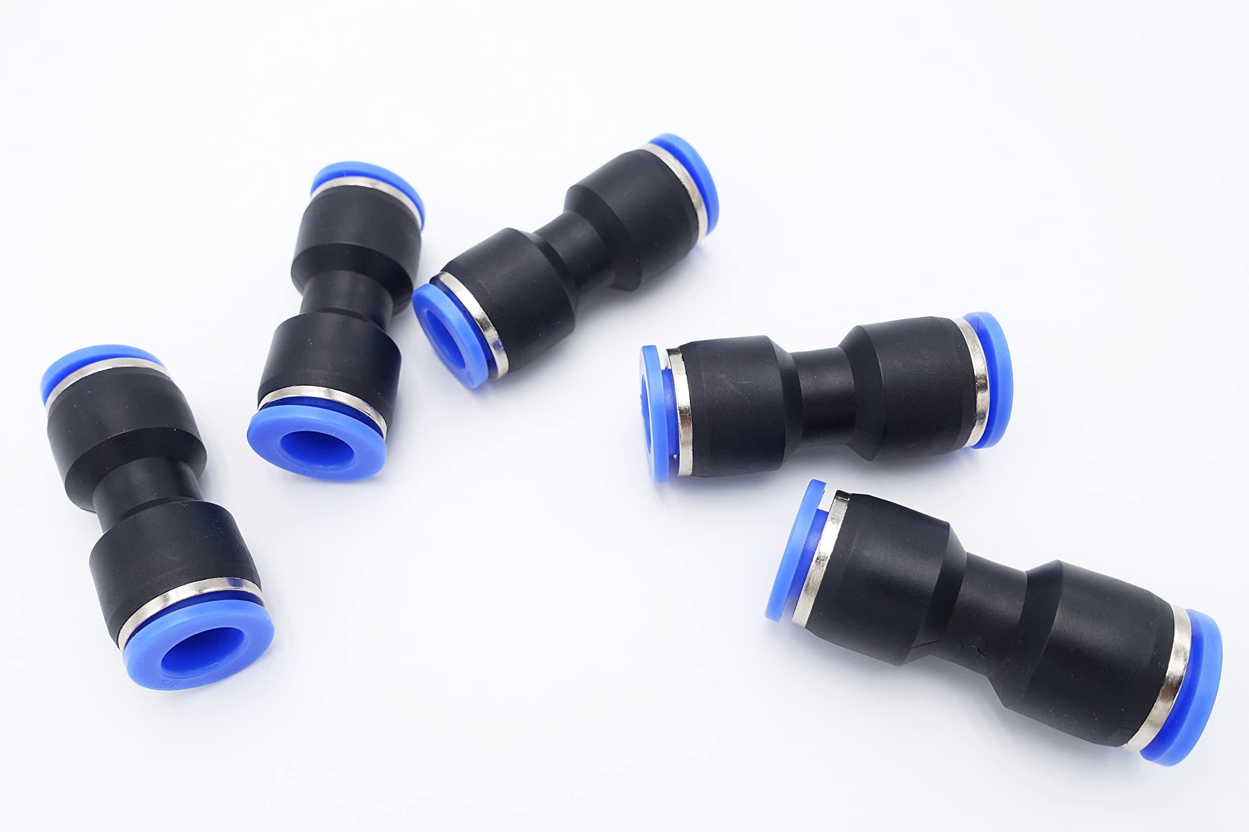 IVLPHA Push in Quick Touch to Connect Fittings 3/8 inch OD Tube Pneumatic Straight Union Connector/Coupler (Pack of 5)