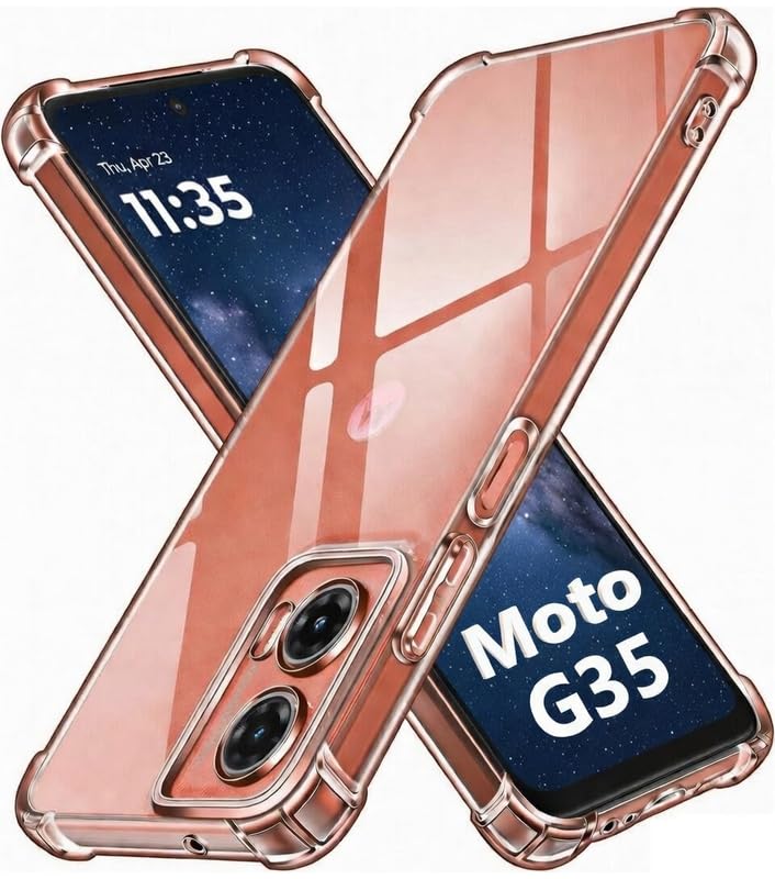 Image of Lustree Back Cover Transparent Case Compatible with Motorola G35 | Clear + TPU Case with 4 Corner Air Cushion Protection & Camera Protection | Slim& Stylus Cover