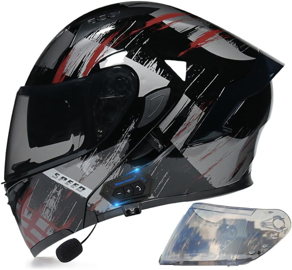 Casque de moto modulable Bluetooth XL 61-62cm avec double pare-soleil