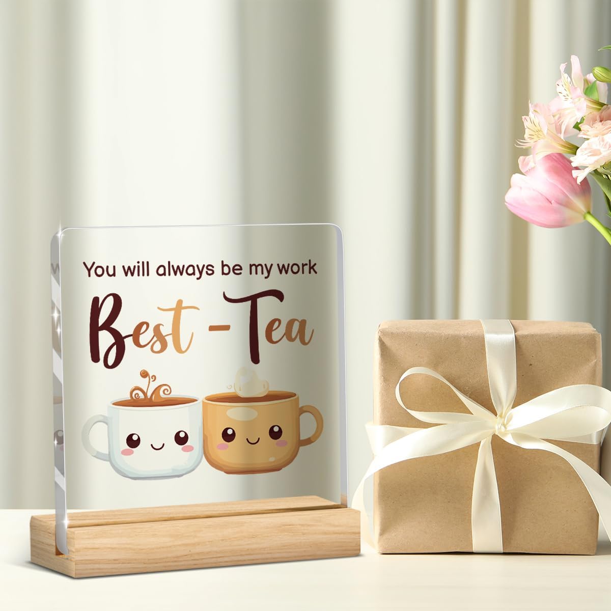 Work Bestie Gifts for Women, Funny Work Friends Gifts for Women, Work Bestie Leaving Gift Ideas, Work Friendship Gifts for Her Him, Office Friend Gift Wood Sign Plaque for Christmas - Image 4