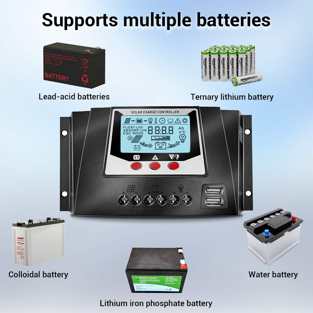 12v Solar Charge Controller PowMr 30A 20A 10A PWM Solar Charge ...