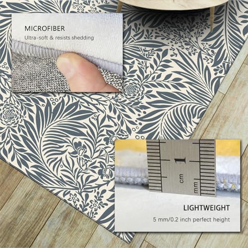 Tapis d'entrée antidérapant et lavable aux motifs de fleurs