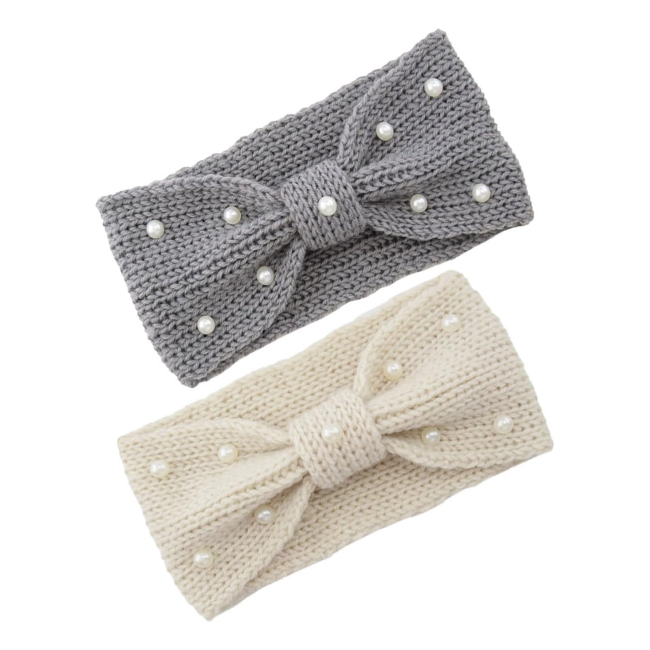 TENDYCOCO 2pcs Bow Headband Halloween Headbands Hair Band Pearl Hair Tie Headbands for Women's Hair Scarf Headband Ear Warmers Women Flannel Headband Ear Warmer Headband Yarn