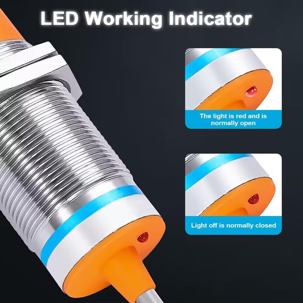 M24 Capacitive Proximity Sensor Switch, Shielded Installation, PNP NC（Normally Closed, DC Type, LED Indicator