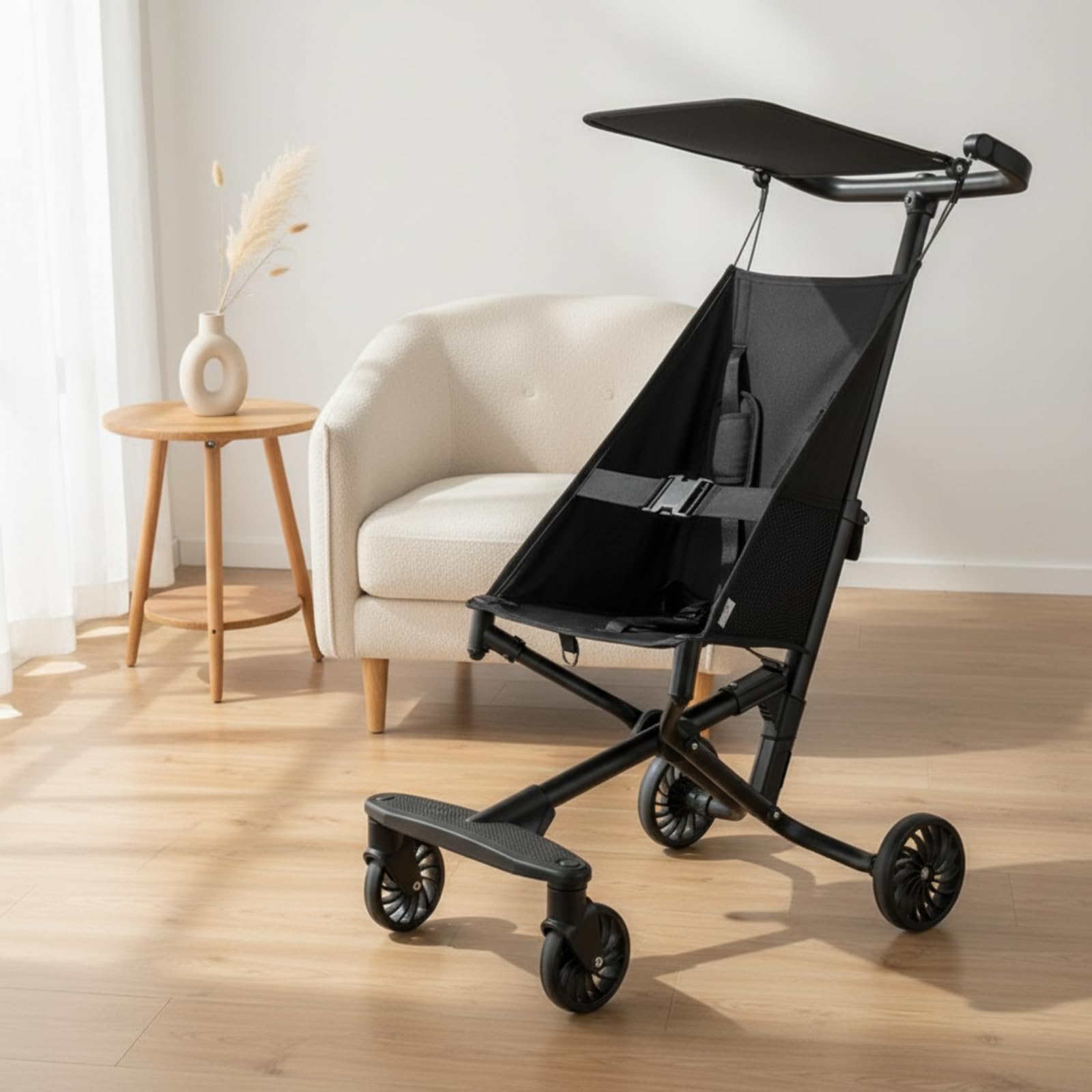 Silla Ligera Compacto Cochecito Plegable Maniobrable Silla con Capota para,