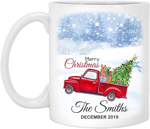 Miniatura 84 de Yeh Gift Tazas de Navidad personalizadas. Taza de café personalizada con tu nombre y nombre de miembro de la familia. Regalos familiares para Ver