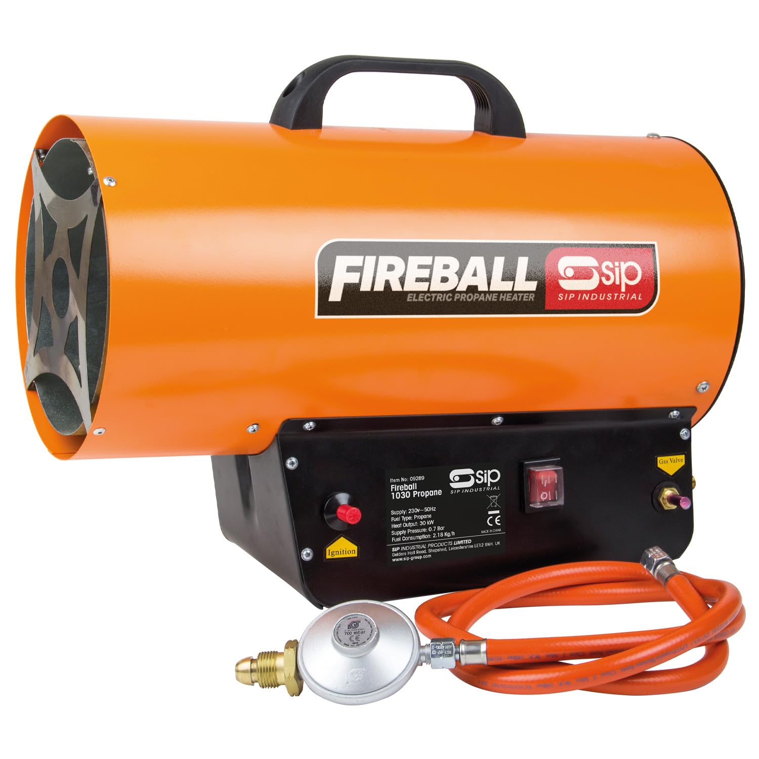 SIP FIREBALL 1030 Propane Gas Space Heater, Electric 230V, 30kW / 102,364 BTU/hr, 24,367ft³ Heating Area