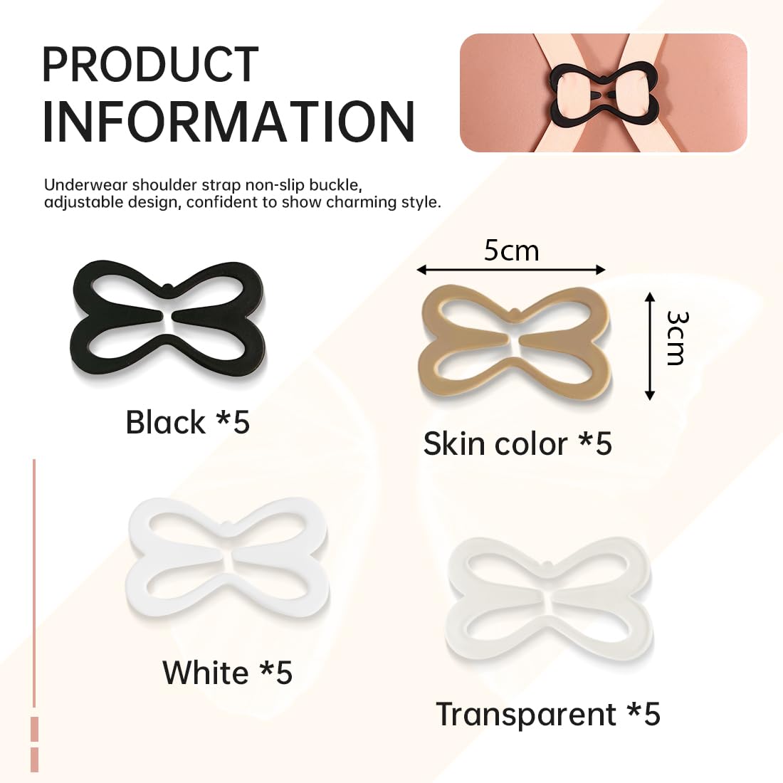 PLABBDPL fermaglio per reggiseno, 8Pcs in jersey di plastica, antiscivolo,accessorio per reggiseno, utilizzato per fissare la spallina del reggiseno