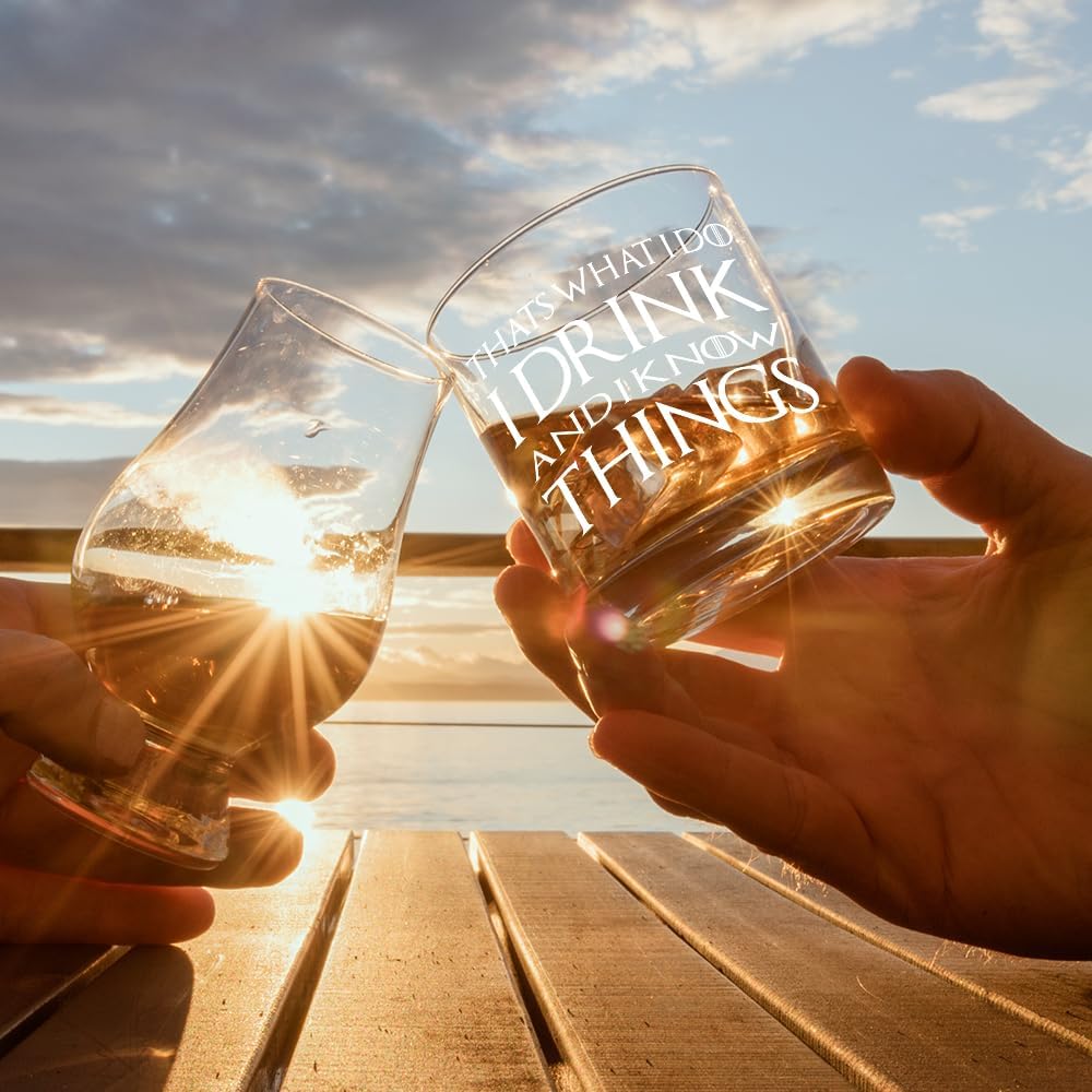 I Drink and I Know Things Funny Whiskey Glasses Gifts for Men Dad Farther Husband,Bookish Retirement Anniversary Birthday Gift for Men Uncle Grandpa Friends Coworkers-wh-2 - Image 3