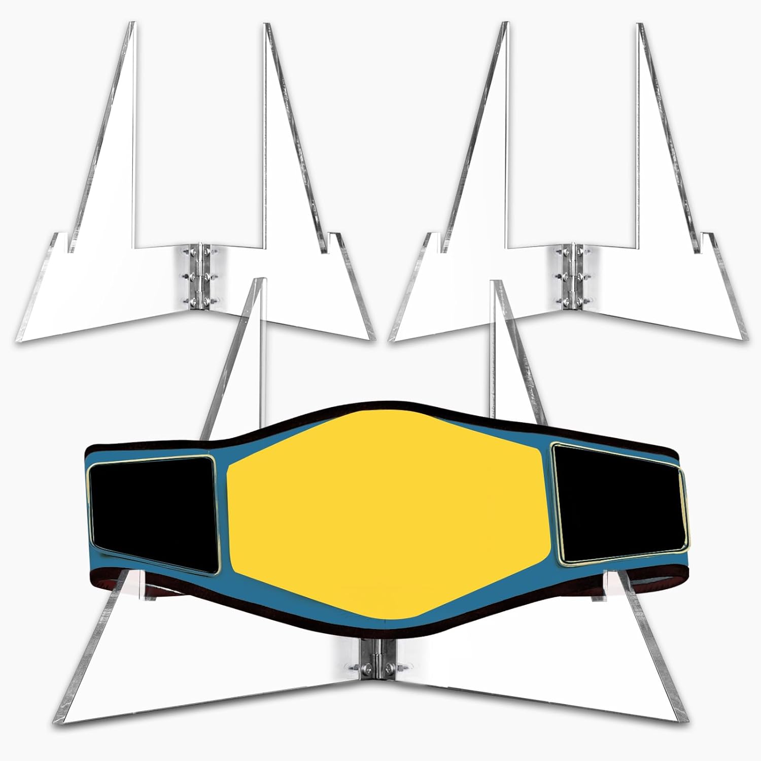 3 Pcs Championship Belt Display Stand 9 x 9.45 Inches Acrylic Award Holder Wrestling Belt Buckles Holder for Football Trophies and Heavy Duty Wrestling