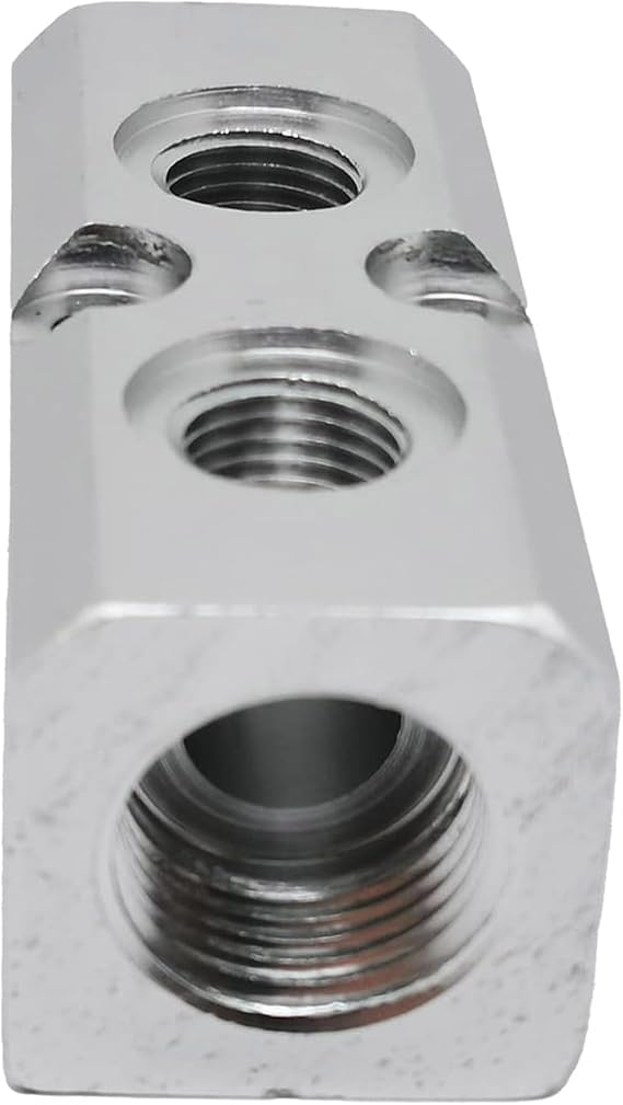 2 Way Pneumatic Manifold Air Distribution Block, Aluminum Alloy Air Compressor Manifold Distribution Block, G1/2 Supply Port, G1/4-Inch Output Port (2 Way 4 Port)