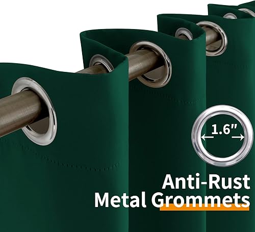 Miniatura 5 de YoungsTex Cortinas opacas verde esmeralda de 45 pulgadas de largo, con aislamiento térmico y ojales, cortinas de oscurecimiento de habitación para