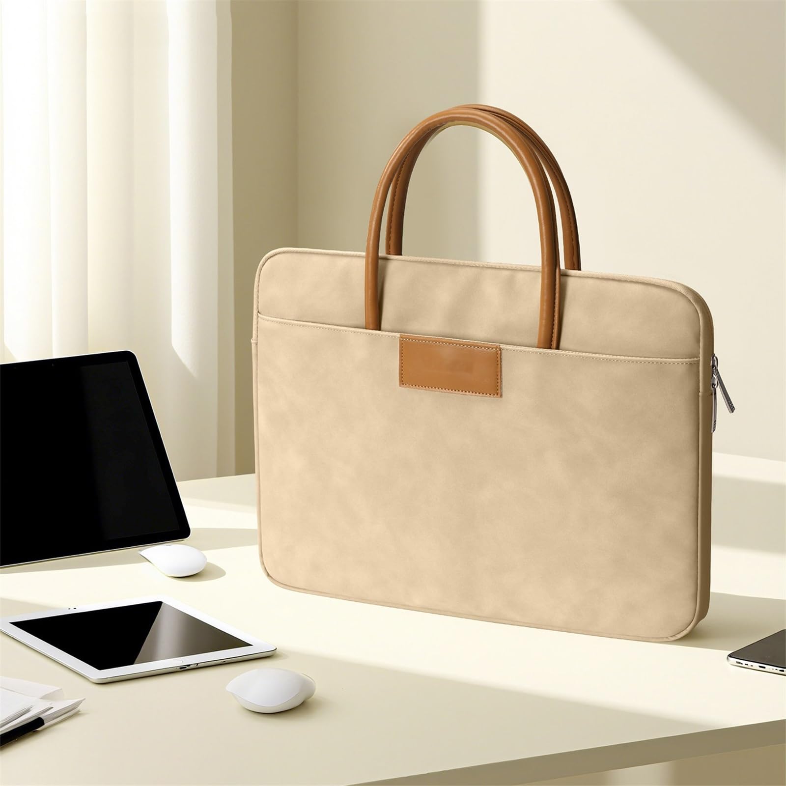 Etui na laptopa Skórzana torba na ramię na laptopa, torba na podróż służbową i do biura z uchwytem