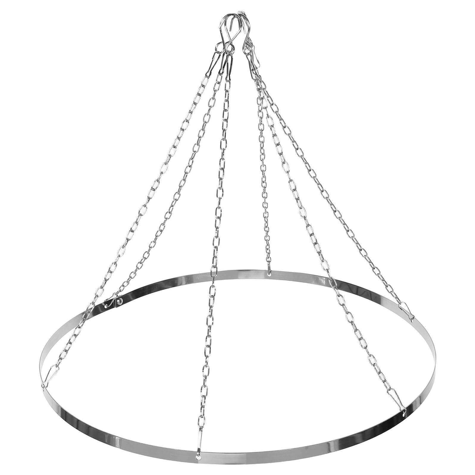 Amosfun Kit Suspendre pour Cerceau de Canopée Rond en Acier Inoxydable Argenté, Support Robuste Installation Rapide pour Décorations Modernes et Cérémonies de Mariage