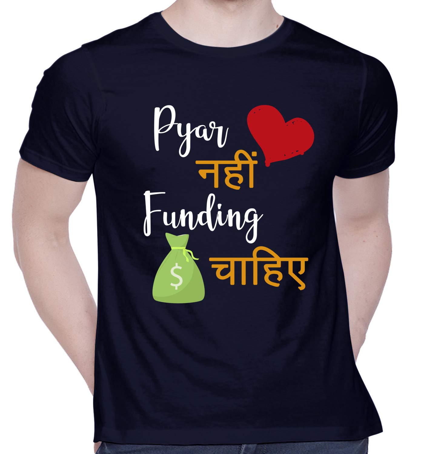 creativit Graphic Printed T-Shirt for Unisex Pyar nahi Funding chahiye_Black Tshirt | Casual Half Sleeve Round Neck T-Shirt | 100% Cotton | D00533-38-picture-28