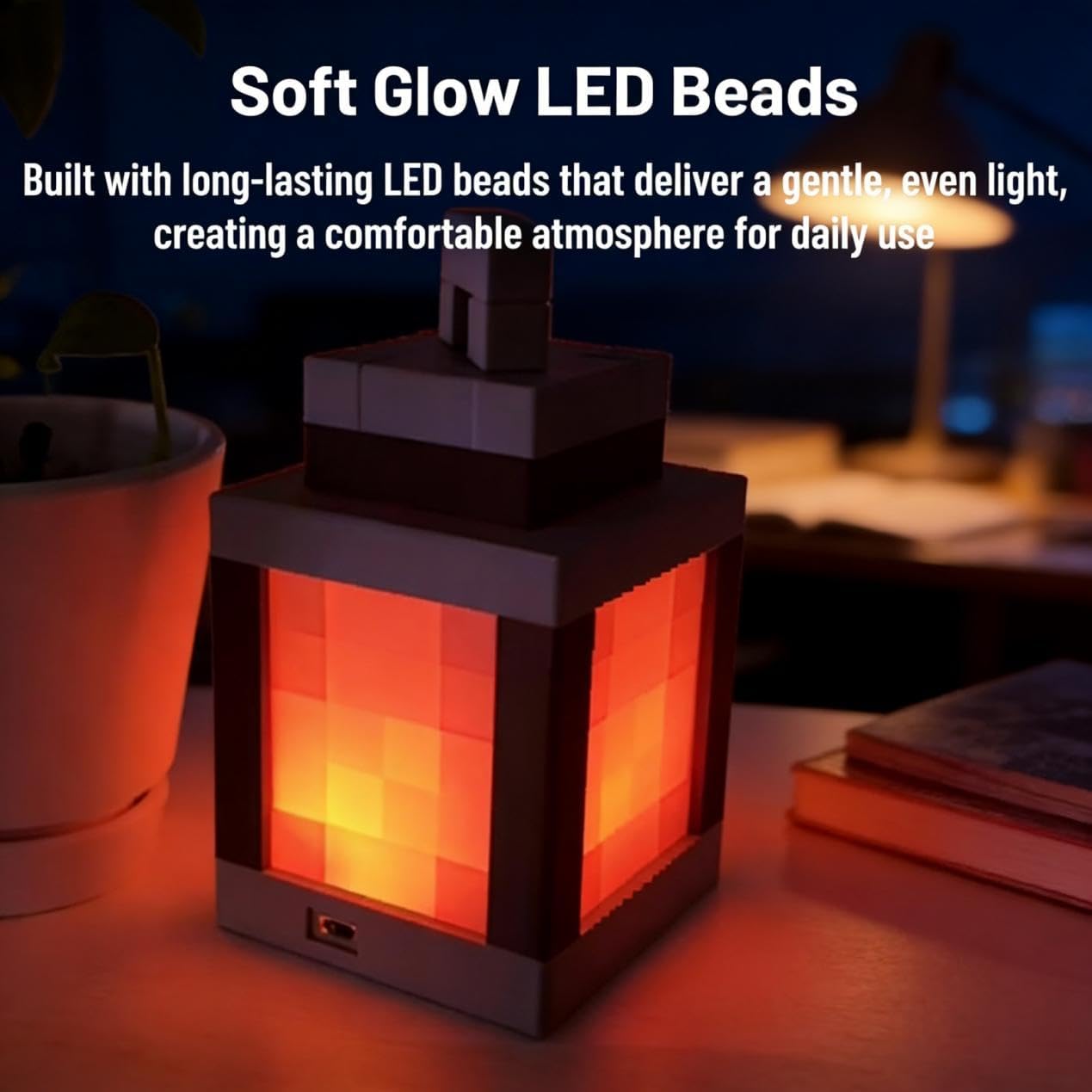 Pixelated Lantern Night Light,2026 New 16 Colors Rechargeable LED Lamp with Remote,Rechargeable Table/Wall Night Lamp, for Bedroom & Home Decoration