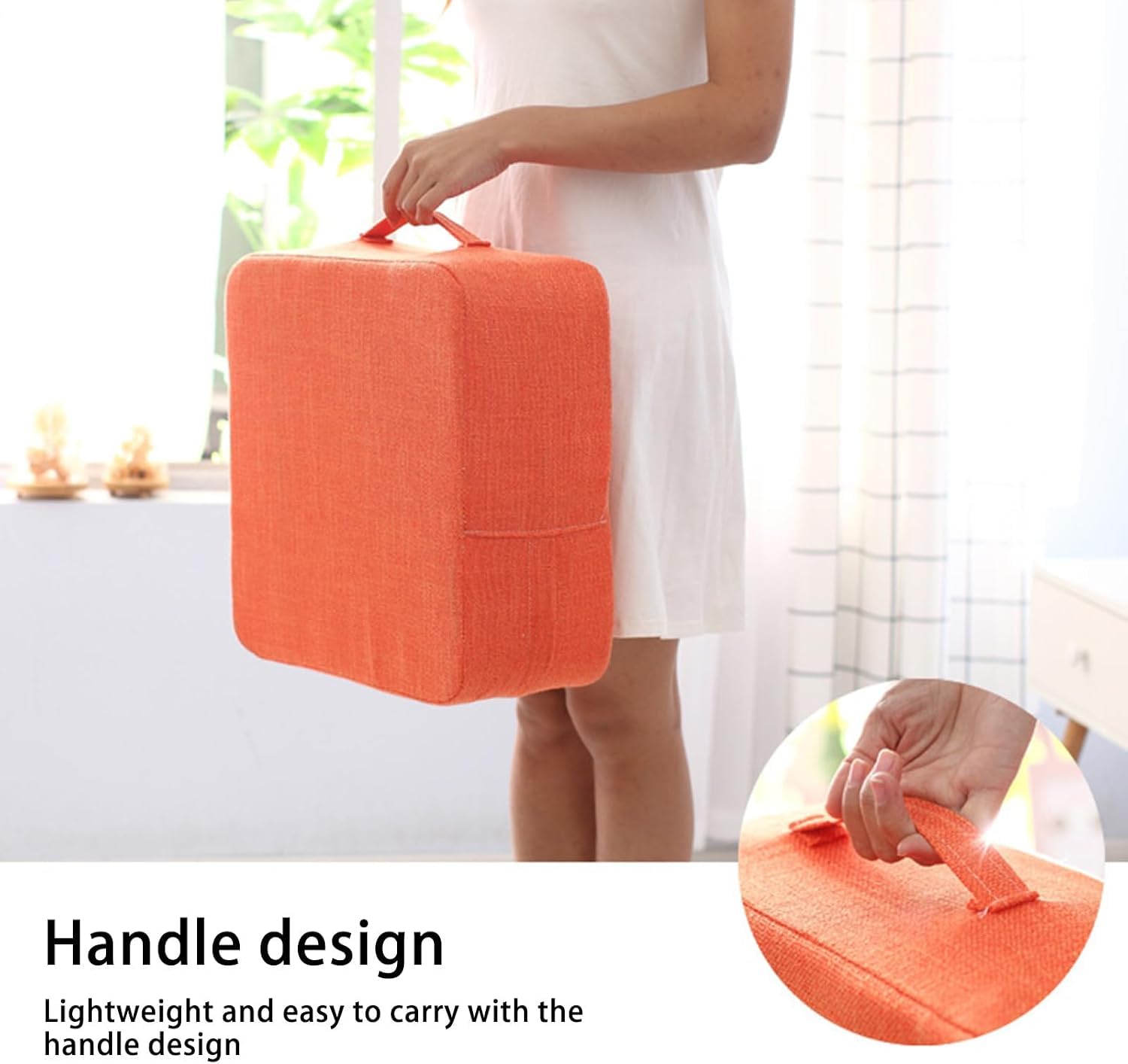 Cojín de Suelo Tatami Lavable de algodón y Lino, Grueso y cómodo, portátil con asa para meditación