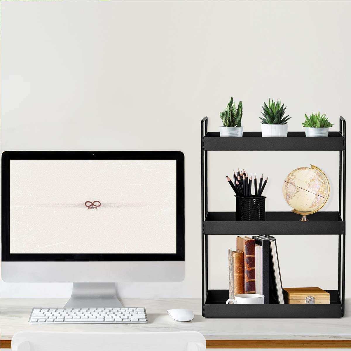 Küchen Gewürzregal Standregale mit 3 Ebenen Duschablage aufbewahrung Badezimmer Arbeitsplatte Unterschrankregal Organizer Vanity Tray Kosmetik & Make-up Lagerung, Schwarz