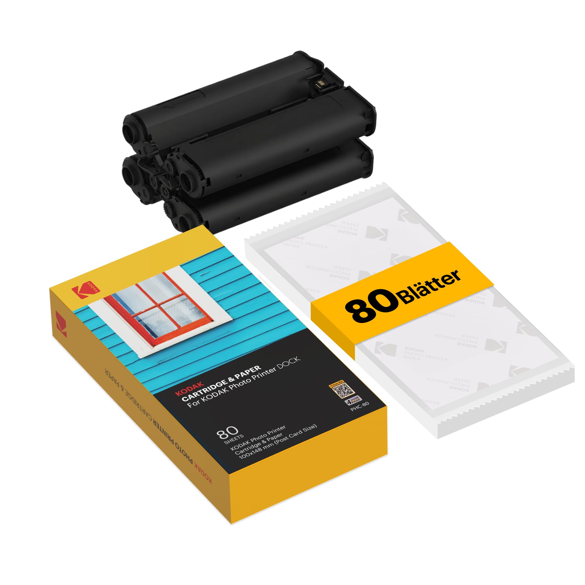 KODAK 4PASS Film-Kartridge(10x15cm) für KODAK Dock und Dock Plus, 80 Blatts