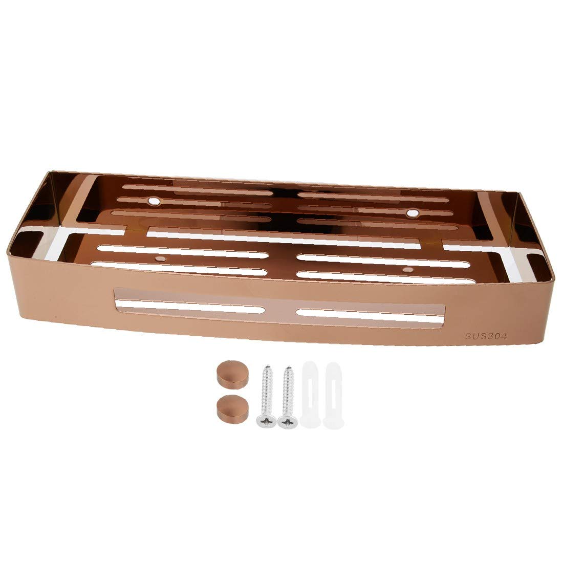 New Lon0167 304 Stainless Steel 12-inch Wall Mount Rectangle Bathroom Shower Caddy Basket Rose Gold(304 Edelstahl 12-Zoll Wandhalterung Rechteck Bad Dusche Caddy Korb Rose Gold