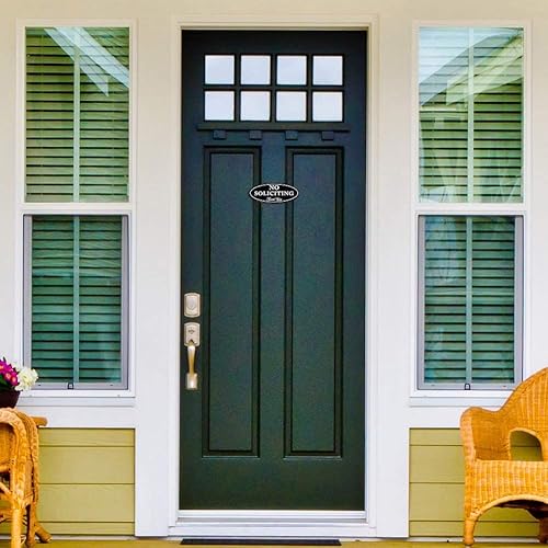 Miniatura 4 de Kichwit Paquete de 2 carteles de No Soliciting para puerta delantera, letrero magnético para el hogar, negro, 2.8 x 7 pulgadas, mantiene alejados a