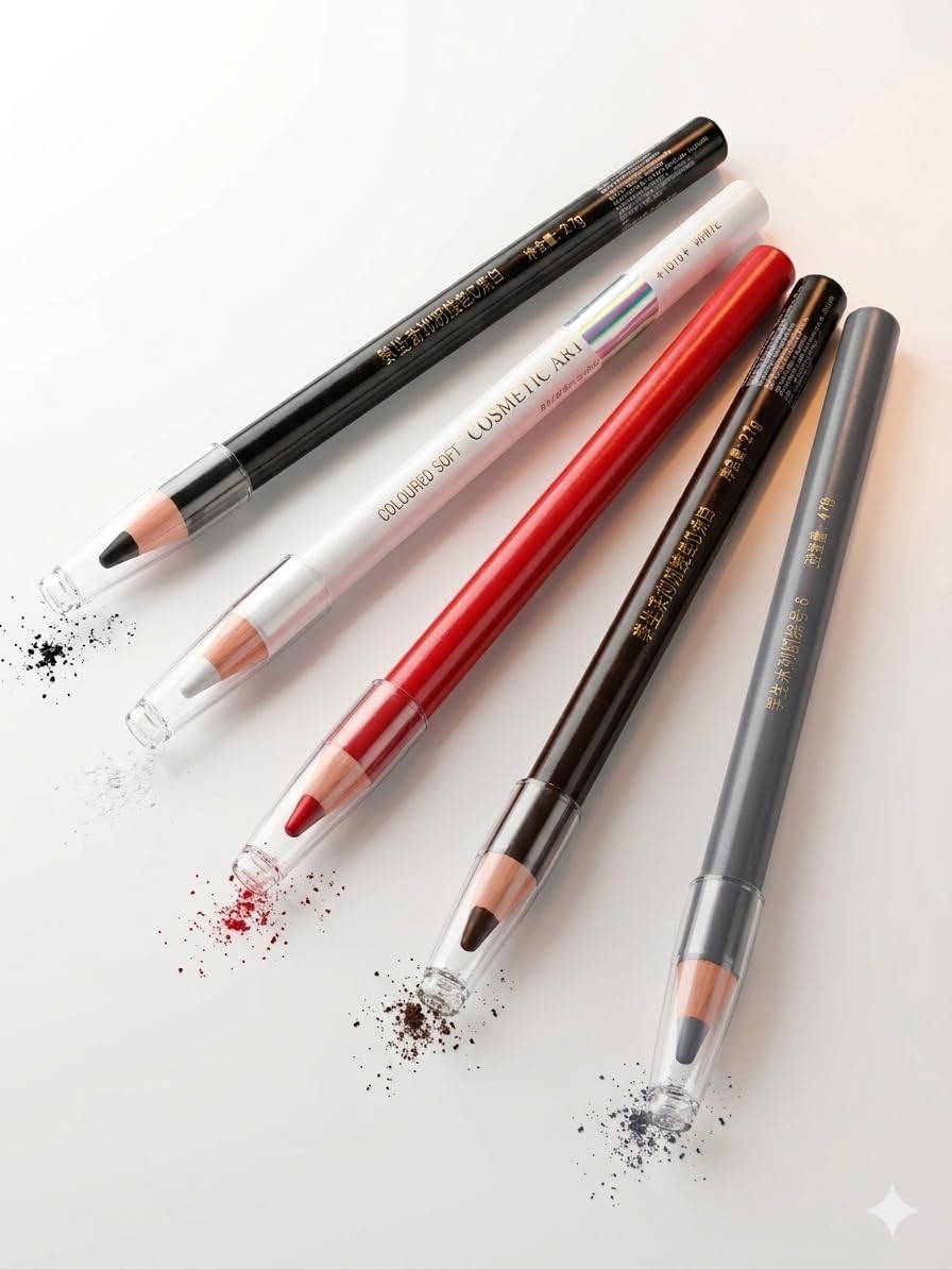 5 Colors Permanent Makeup Mapping Pencils For Microblading PMU Eyebrow Lip Eyeliner Marking White Black Red Brown Gray Cosmetic Skin Marker Pens Set-image-38