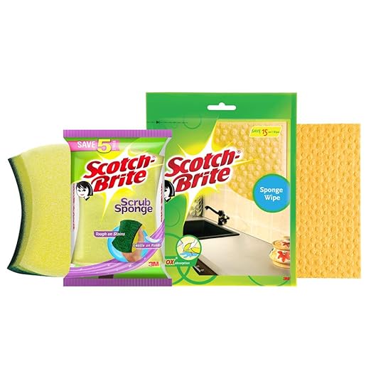 Scotch-Brite Scrub Sponge Large (Pack of 2) and Sponge Wipe Large (Pack of 3)