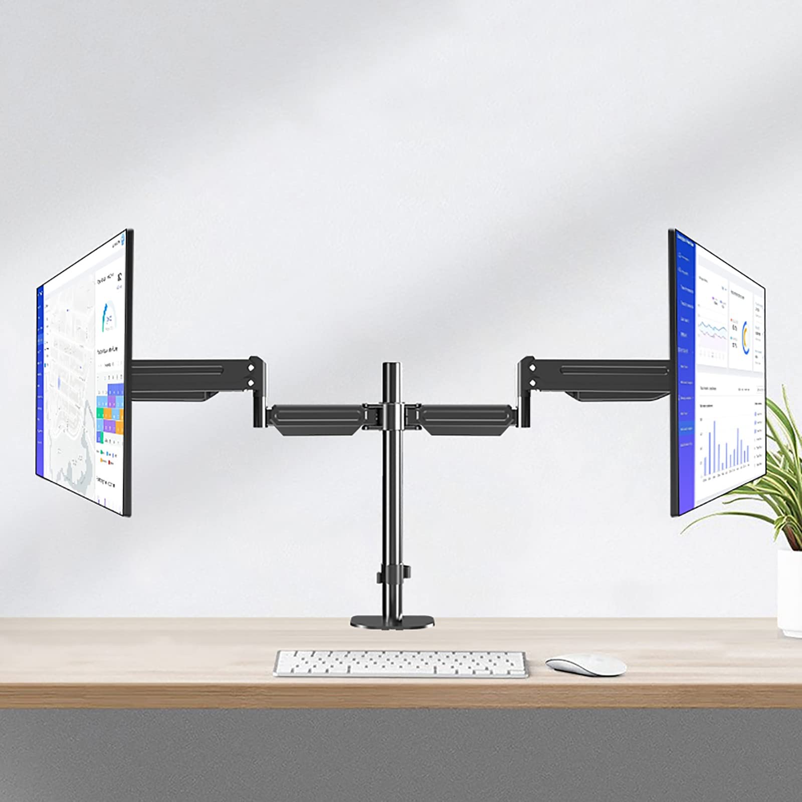 asdchZen Dual Monitor Stand Mount,Heavy-Duty Fully Adjustable Monitor Arm For Computer Screens,With Clamp And Perforation Base,Fits 17-27Inch Monitor