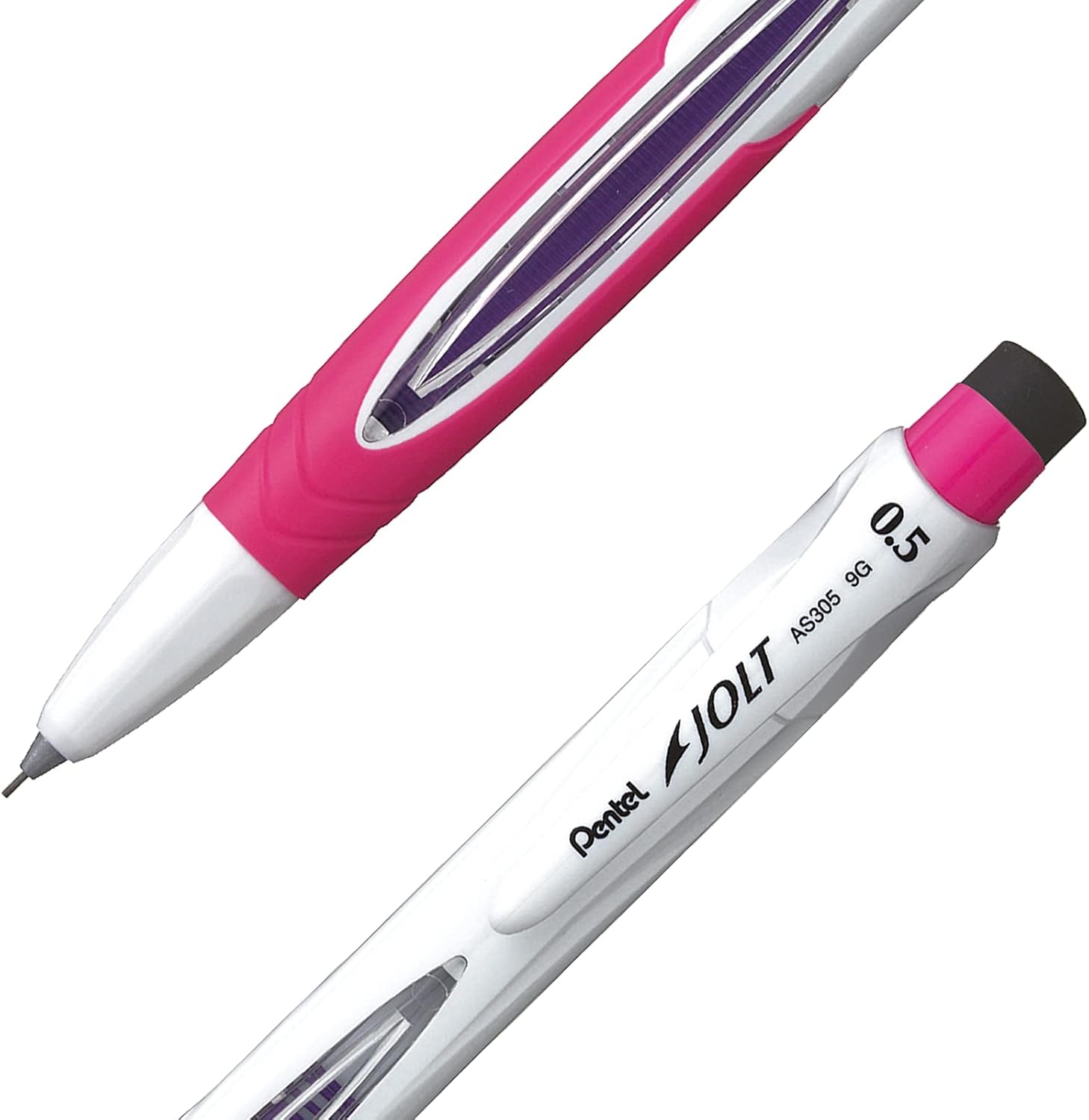 Pentel JOLT Automatic Pencil, 0.5mm, Pink Accents, Box of 12 (AS305P)
