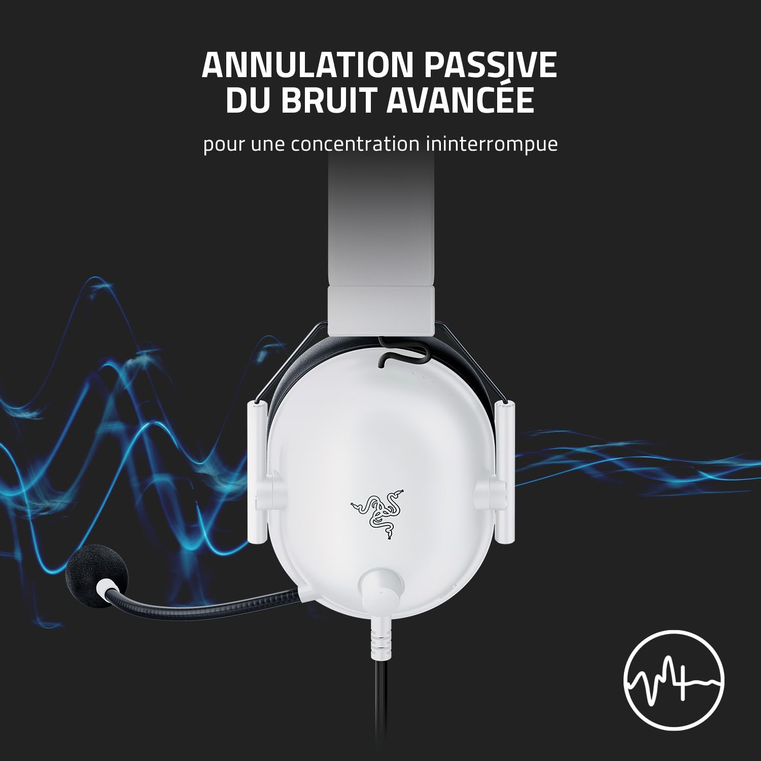 Razer BlackShark V2 X - Casque Gaming Esports Multiplateforme (Haut-parleurs Triforce de 50mm, Annulation Passive du Bruit Avancée, Son 7.1 Surround, Microphone Cardioïde) Blanc