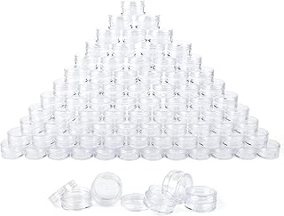 TOTSUN 80 PCS Empty Plastic Cosmetic Jars, Sample Containers Pots Bottles with Lids Bead Storage Containers Nail Art Jar Clear Travel Tubs for Creams Sample Makeup Glitter Storage, 5g/5ml
