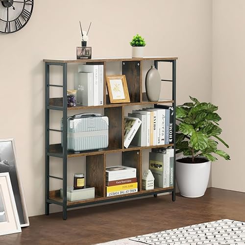 CAPHAUS 8 Cube Storage Organizer, 40” Wide 3 Tier Rustic