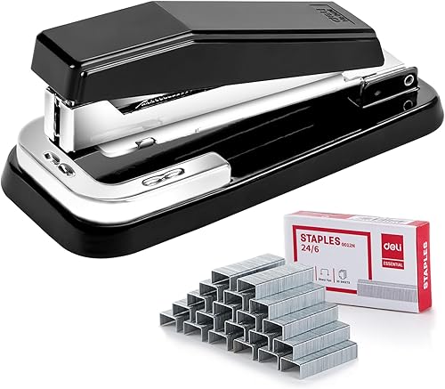 DeliEZWORK - Grapadora giratoria con brazo oscilante, engrapadoras de escritorio de rotación de 360 grados, engrapadora de escritorio de oficina con