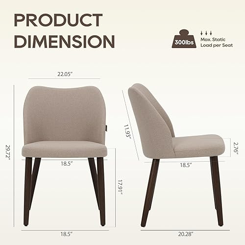 Miniatura 2 de Juego de 4 sillas de comedor de madera, silla tapizada para cocina, comedor, silla de comedor de tela moderna para restaurante y cafetería, color