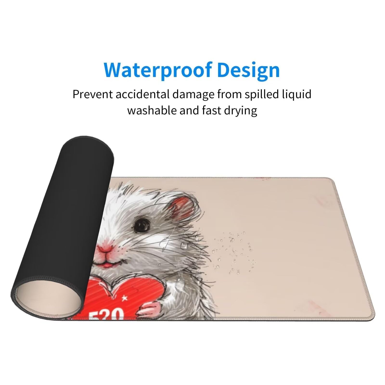 Tappetino Mouse, Tappetino Mouse Gaming Grande XXL 1500x800x3mm Tappetino Scrivania Mouse Pad, Base in Gomma Antiscivolo, Bordi Cuciti,Lavabile, Mousepad per Ufficio e Gaming (Mouse carino) R-407