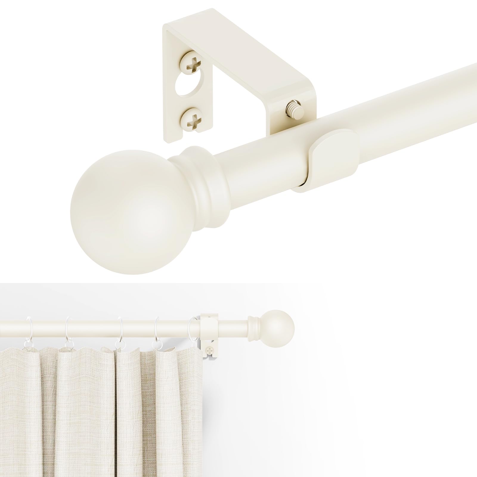 Photo 1 of GXOACKJ Curtain Rod 35-47" Ivory White