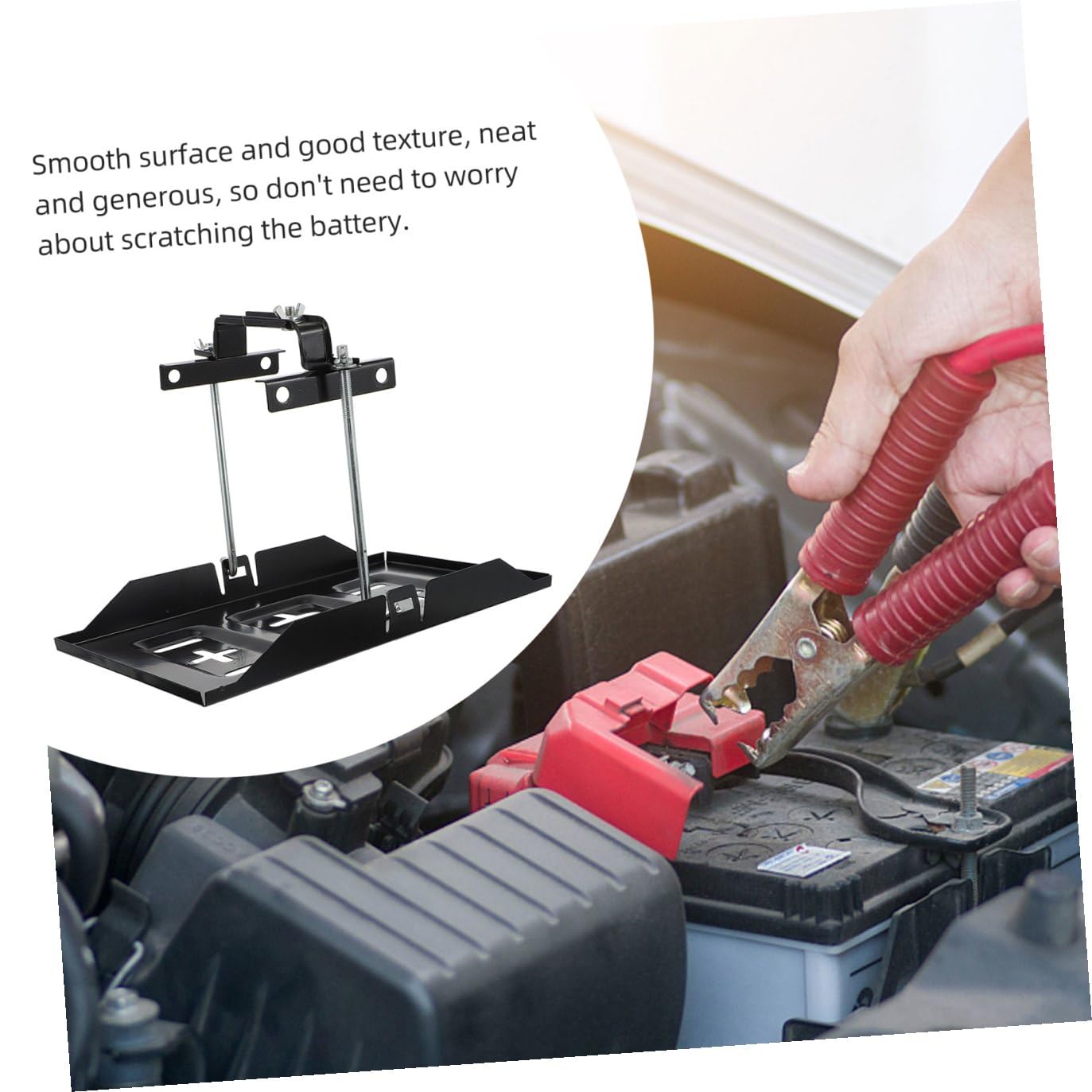 Support de Batterie de Voiture Noir en Fer, 1 Set