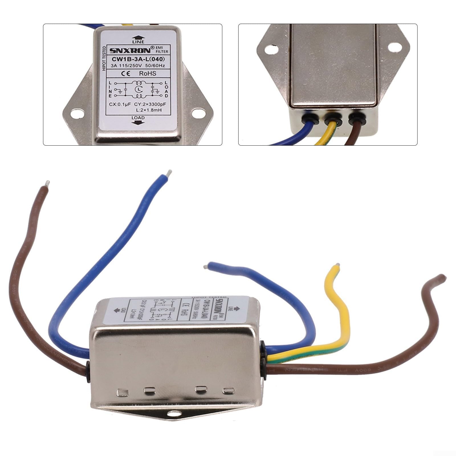 BEYOEE AC 250V Mains Filter with Good Conduction Attenuation for Electrical Equipment Applications,CW1B-3A-L
