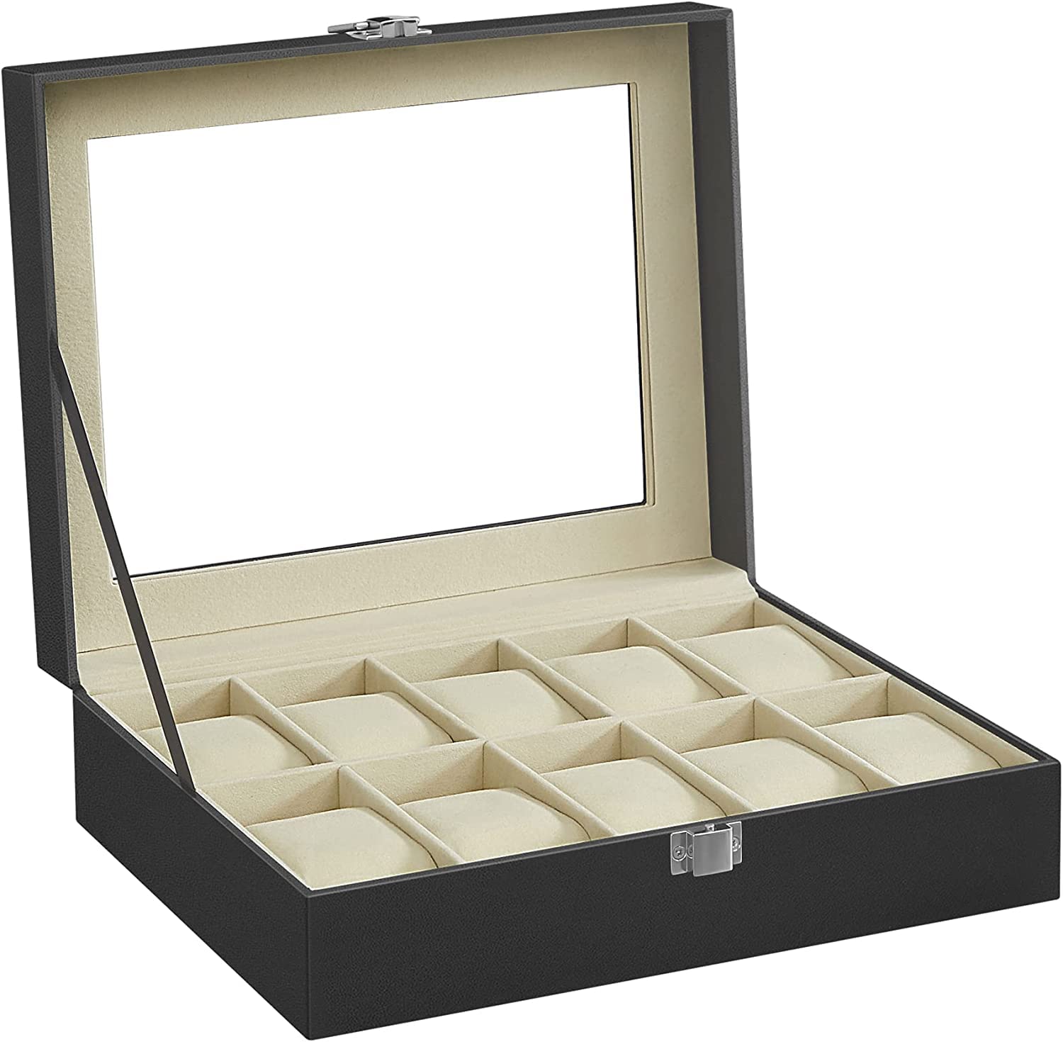 VIYANG SALES PU Leather 10 Slots Watch Storage Box Organizer | Watch Box Organizer | Watch Box | Watch Case Box For Women | Watch Cases Box For Men - Black (B09R7W8CFV) Amazon Price History, Amazon Price Tracker