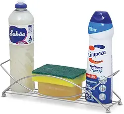 Porta Detergente Esponja Bucha Sabão Organizador Pia Cozinha Suporte Cromado