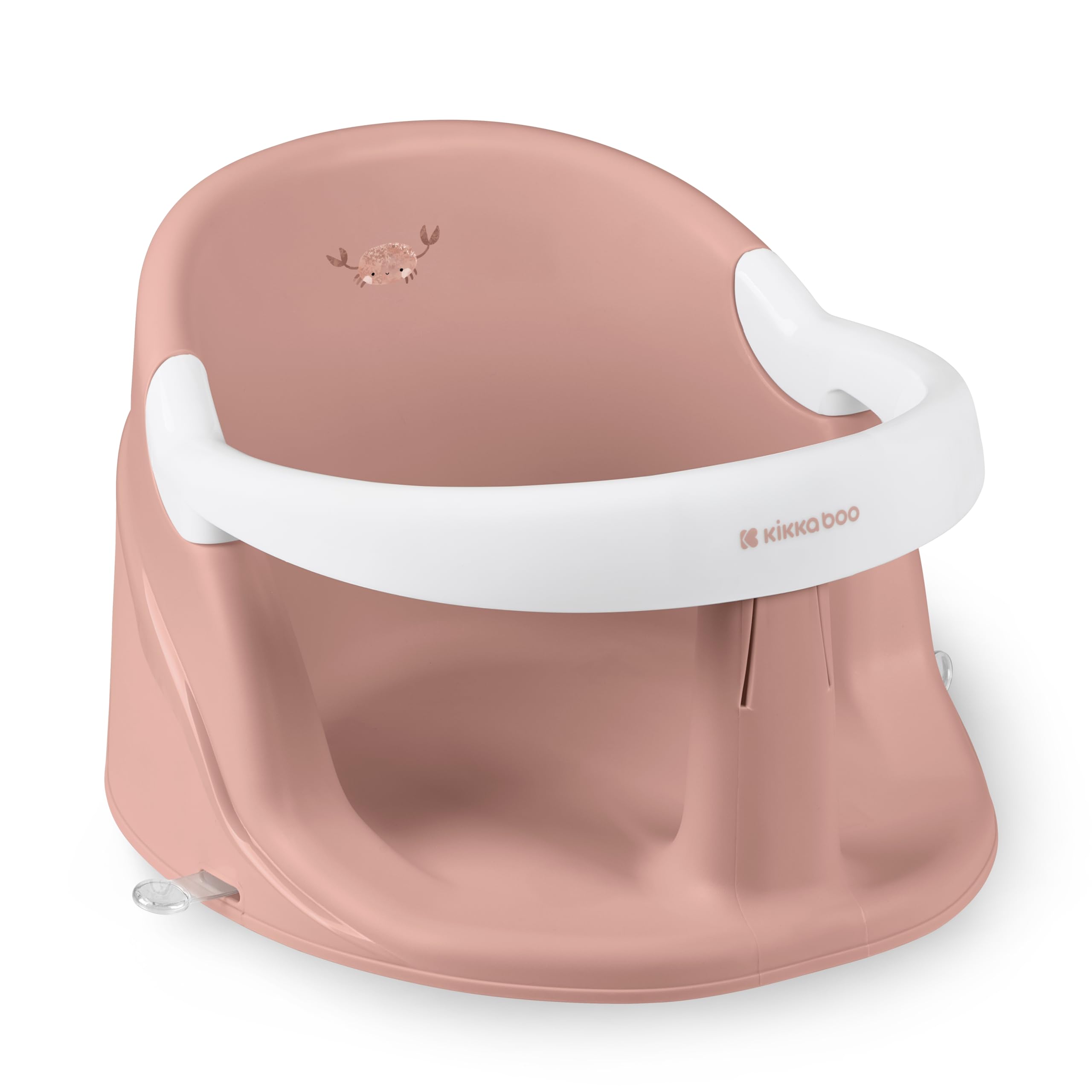 KikkaBoo Seggiolino da Bagno Neonato OCEAN DEEP, per Vasca e Doccia, 6+ Mesi fino a 15 kg, 4 Ventose Antiscivolo, Design Ergonomico, Facile da Pulire, Blush